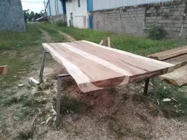 Jual meja kayu kafe ukuran 110x240 tebal 8cm