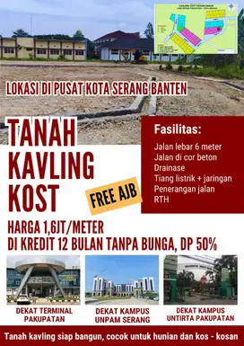 TANAH KAVLING KOST DAN HUNIAN DI PUSAT KOTA SERANG
