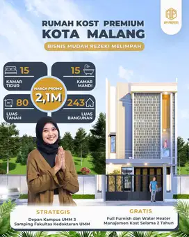 Kost Premium Kota Malang hanya 500 meter depan Kampus UMM