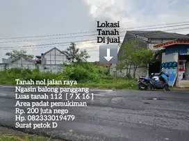 Tanah pekarangan nol jalan raya balong panggang