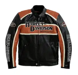 Jaket kulit asli harley davidson motif wings