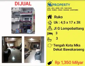 JUAL Ruko Jl lompobattang dkt jalan bawakaraeng dan bulusaraung