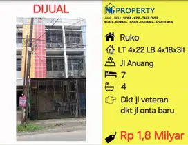 JUAL Ruko Jl Anuang  dkt jl onta baru dan monginsidi