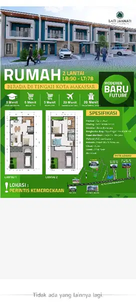 Rumah 2 Lantai berada di tengah kota Makassar Jl. perintis kemerdekaan