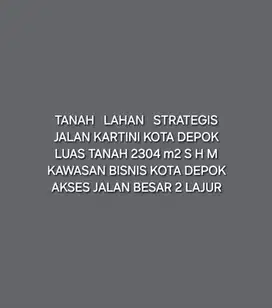 TANAH LAHAN STRATEGIS DI JALAN KARTINI PANCORAN MAS DEPOK