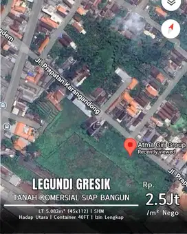 JUAL TANAH KARANGANDONG LEGUNDI GRESIK TOL SUMO LEGUNDI BIZPARK SHM