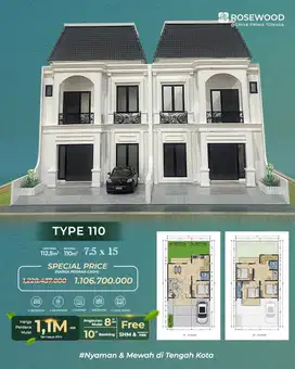 RUMAH AMERICAN CLASSIC 2 LANTAI CARPORT 2 MOBIL
