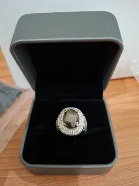 Natural black star safir 12 rays+ ring alpaka super
