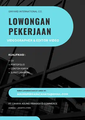 DI CARI VIDEOGRAPHER & EDITOR VIDEO