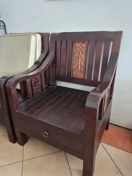 Set Kursi Kayu Jati + Bantal duduk