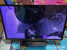Tv Sharp Aquos 32in layar pecah