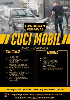 Lowongan kerja karyawan carwash