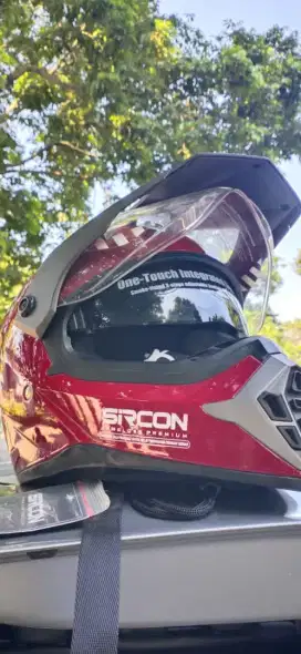 HELM SUPER MOTO+KACAMATA KLIK double visor