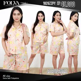 FOLVA Baju rumah kemeja wanita katun halus set celana busui 1826ZZPY