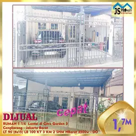 DIJUAL RUMAH 1 1/4  Lantai Citra Garden 3 Cengkareng Jakarta Barat -DO