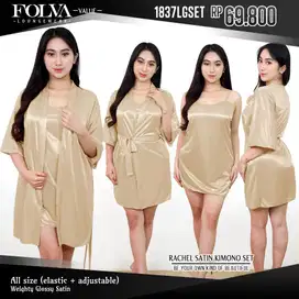FOLVA Kimono set dengan inner tanktop bahan satin premium 1837LGSET