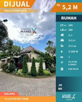 Rumah Mewah Full Kayu Merbau Di Villa Puncak Tidar Malang(OLX652)