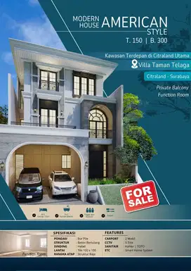 Citraland Depan ‼ Dijual Rumah New Gress Modern American Style !!
