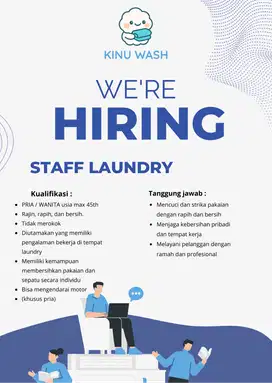 Dicari staff laundry pria / wanita di daerah gading serpong