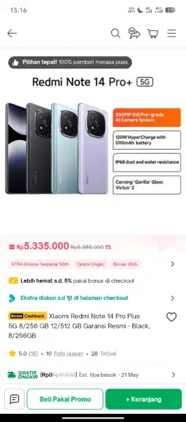 Redmi note 14 pro + 8/256 baru buka segel