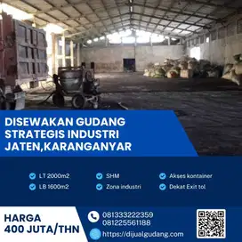 Disewa Gudang Jaten 2000m² – Fasilitas Lengkap,