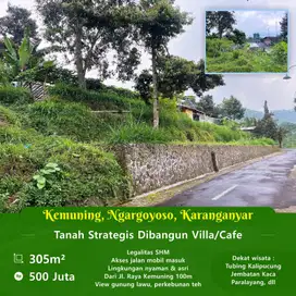 DIJUAL TANAH VIU PEGUNUNGAN COCOK BUAT VILLA DI KEMUNING NGARGOYOSO