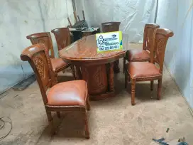 Meja makan salina gendong set kaca full kayu jati