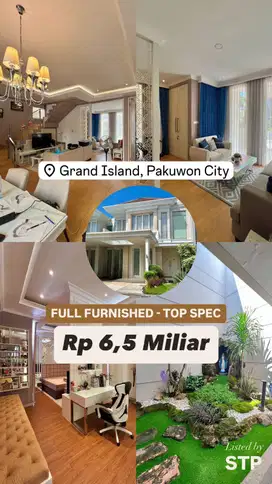 Pakuwon city grand island jual rumah full furnish mewah tmsk elektrik