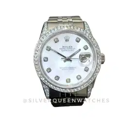 Rolex unisex MOP kaki bezel Diamonds