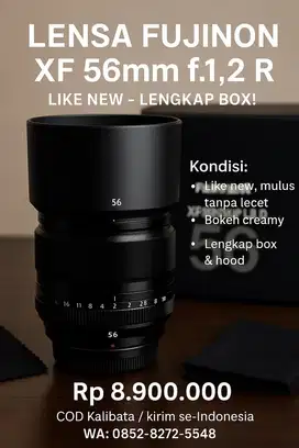 Lensa Fujinon XF 56mm f/1.2 R Like New - Lengkap Box!