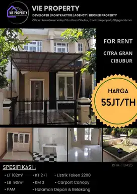 Di Sewakan Rumah Cantik Siap Huni. CitraGran Cibubur.