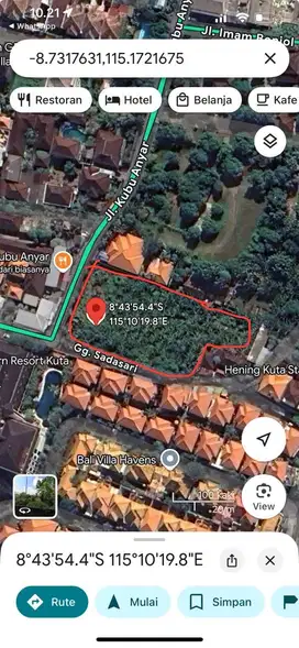 DIJUAL TANAH STRATEGIS LOKASI KUTA TUBAN BALI