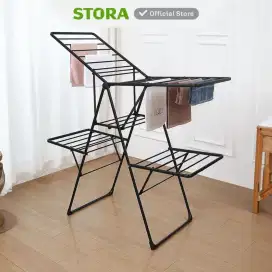 Stora Jemuran Baju Lipat 2 Tingkat - Hitam Tempat Jemur Baju