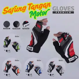 Sarung Tangan Sepeda Motor Half Finger Bahan PU Leather Elastic