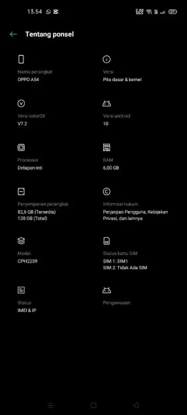 Hp Oppo a54 ram 6
