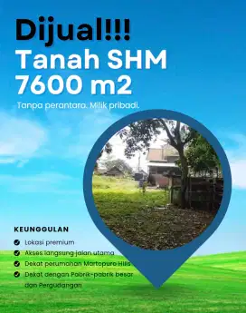 INVESTASI TERBAIK! Tanah 7.600 m² di Purwosari – Lokasi Strategis