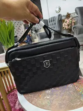 Tas Selempang kulit asli import motif Elvong