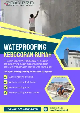 WATERPROOFING KEBOCORAN RUMAH, JASA CAT RUMAH, CAT TEMBOK