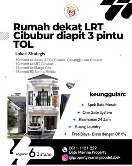 Rumah Mewah dinding bata merah pinggir jalan raya 10 menit LRT Cibubur