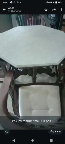 Meja marmer per8 dengan kursi 4