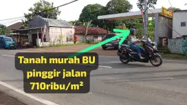 Tanah murah BU pinggir jalan dijual cepat 710ribu/m² bogor timur