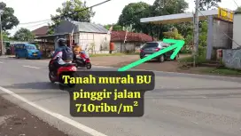 Tanah murah BU pinggir jalan dijual cepat 710ribu/m² bogor timur.