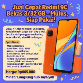 Hp Bekas Xiaomi Redmi 9C Normal Handphone Second Harga Murah Bagus