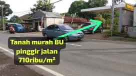 Tanah murah BU pinggir jalan dijual cepat 710ribu/m² bogor timur.