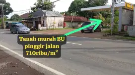 Tanah murah BU pinggir jalan dijual cepat 710ribu/m² bogor timur.