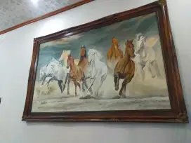 Lukisan kanvas 9 kuda