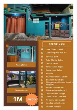 DIJUAL RUMAH DAN RUKO, 2 LANTAI LOKASI STRATEGIS