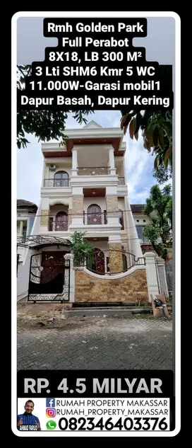 Trn Hrg Golden Park+ Full Perabot 8X18, Luas Bangunan 300 M² 3 Lti SHM