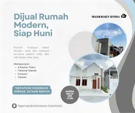 RUMAH CLUSTER ELITE DI KARTASURA DEKAT KAMPUS UIN DAN KOTA SOLO