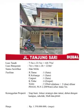 Banting harga rmh 2Lt siap huni d jl Tj sari,lokasi strategis&rame